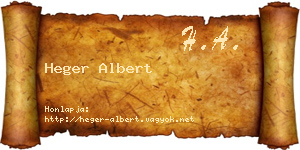 Heger Albert névjegykártya